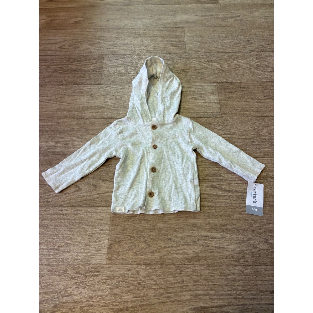 Carters Baby Heather Grey Button Front Hooded Cardigan Sweater 6M NWT